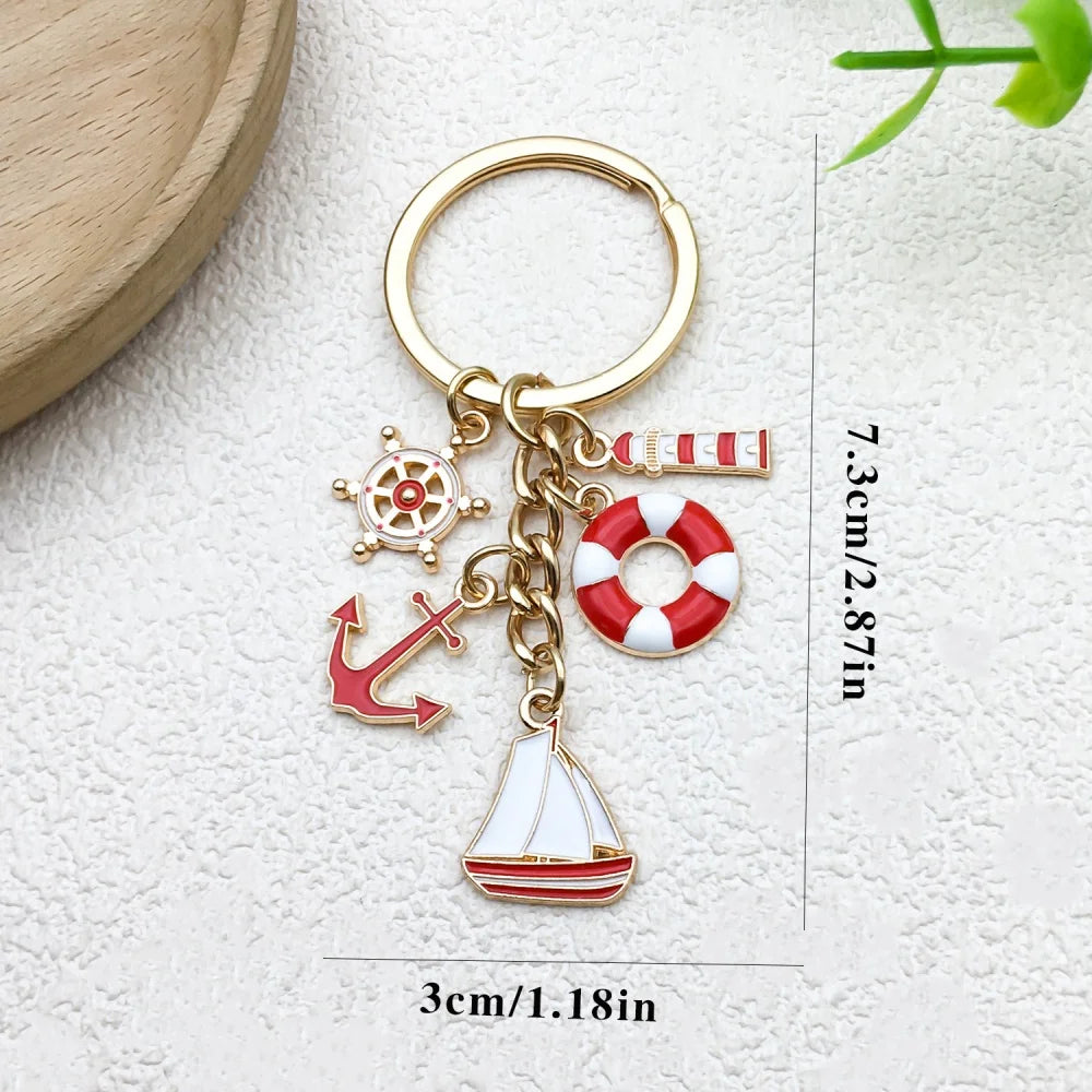Gold-Tone Nautical Charm Keychain