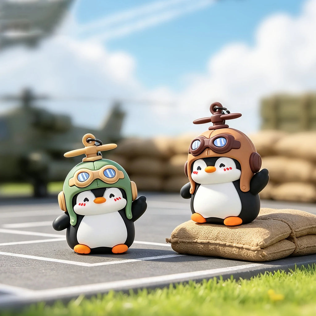 Pilot Penguin Keychain with Lobster Clasp