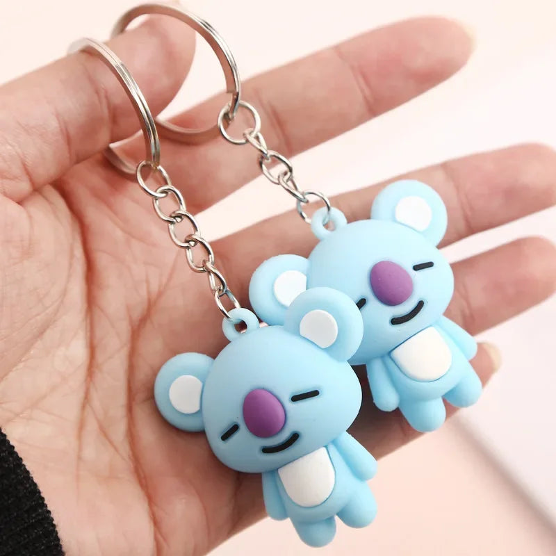 3D Cartoon Koala Keychain with Split Ring