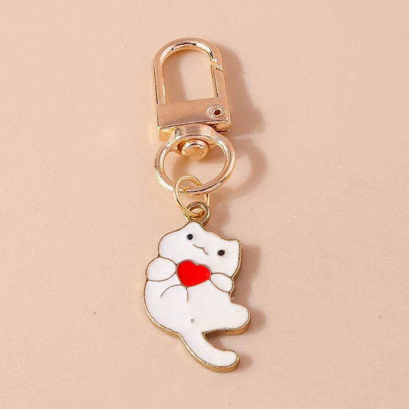 Enamel Ladybug Keychain with Silver-Tone Ring