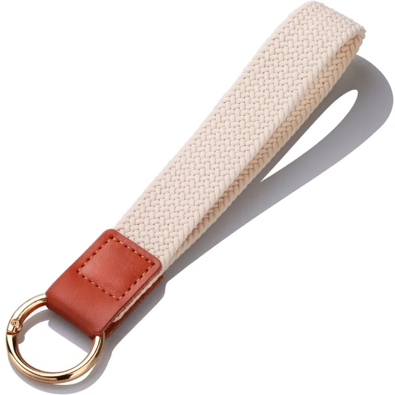 Braided Elastic Wristlet Keychain with Split Ring