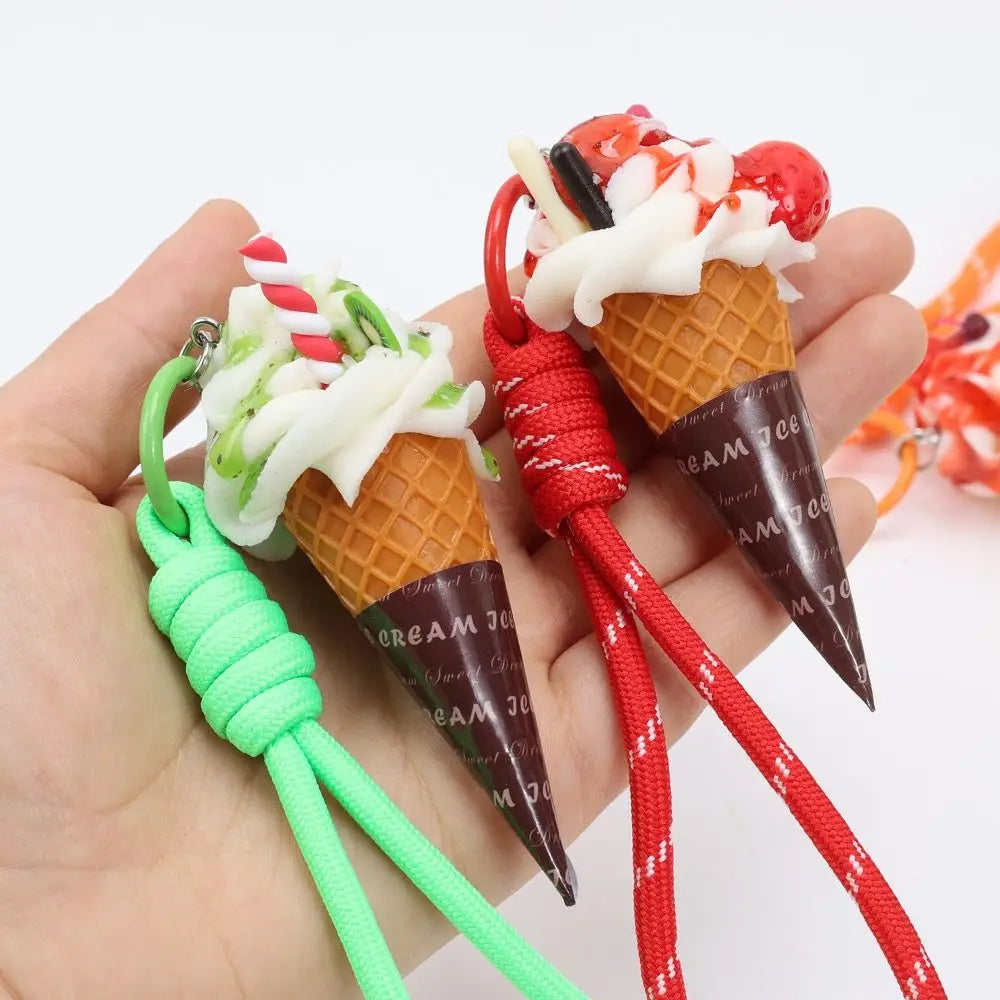 Realistic Ice Cream Dessert Charm Keychain