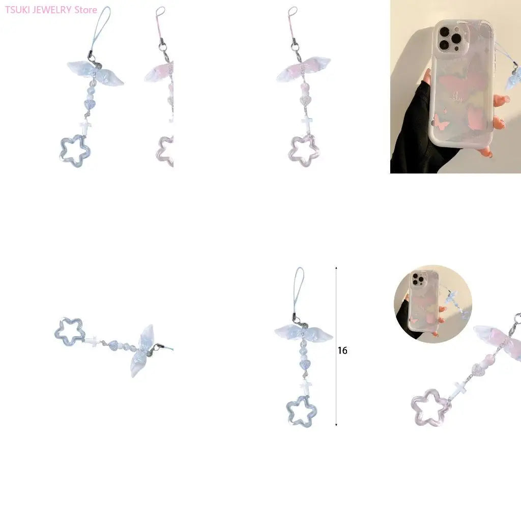 62KE Unique Keychain Sweet Phone Charm Handcrafted Acrylic Charm Phone Pendant Acrylic Phone Chain for Phone or Backpack