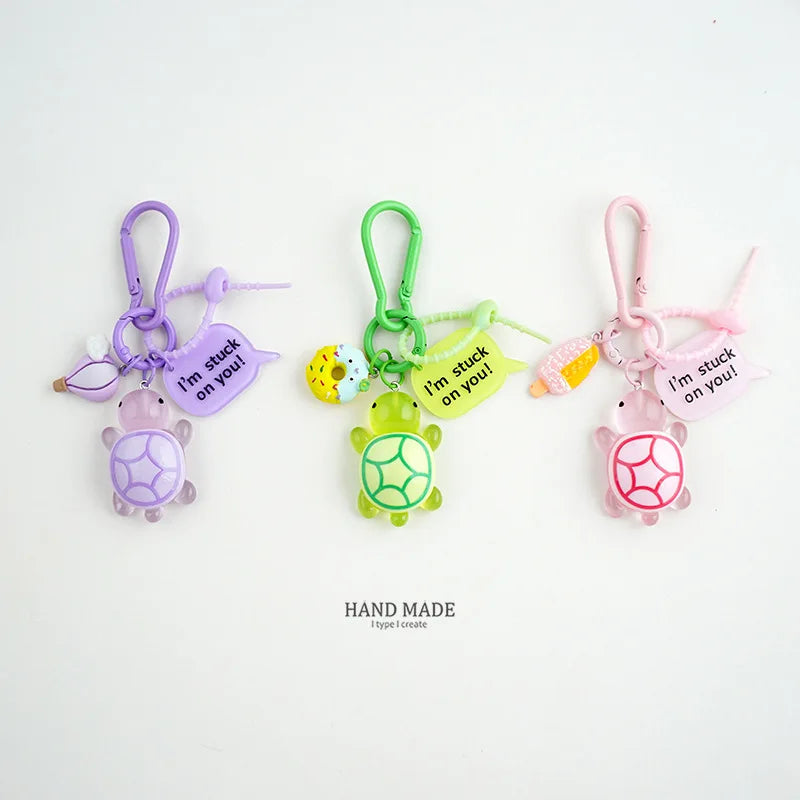 Turtle Keychain Colorful Night Light Turtle Pendant Cute Keychain Gift - For Women's Handbag Backpack Car Keys Pendant
