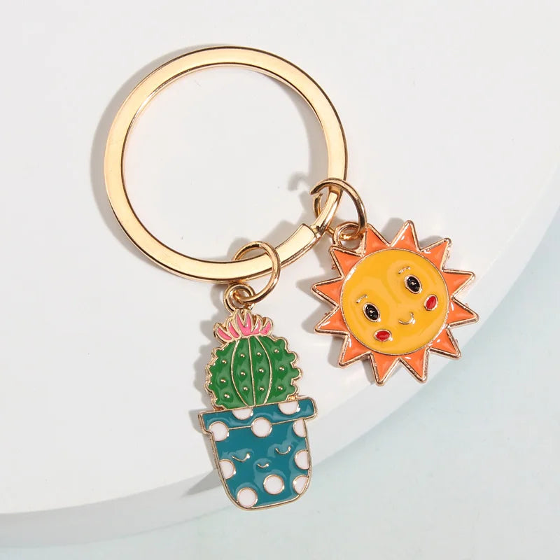 Desert Plant Keychain in Zinc Alloy