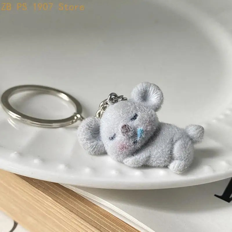 Flocked Koala Charm with Split Key Ring
