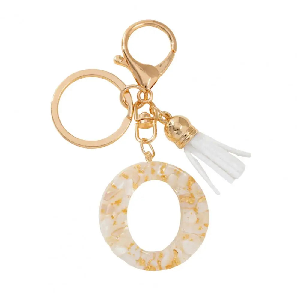 Resin Alphabet Letter Keychain with Tassel