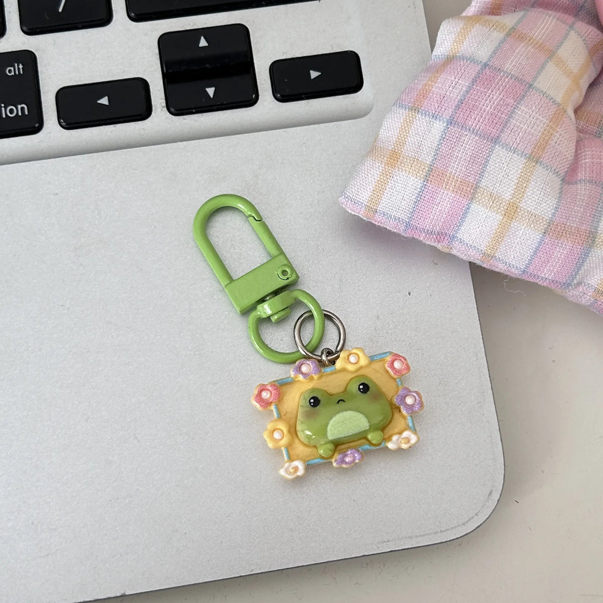 Cartoon Frog Keychain with Lobster Clasp