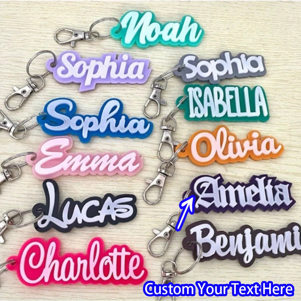 Custom Acrylic Name Keychain with Zinc Alloy Clasp