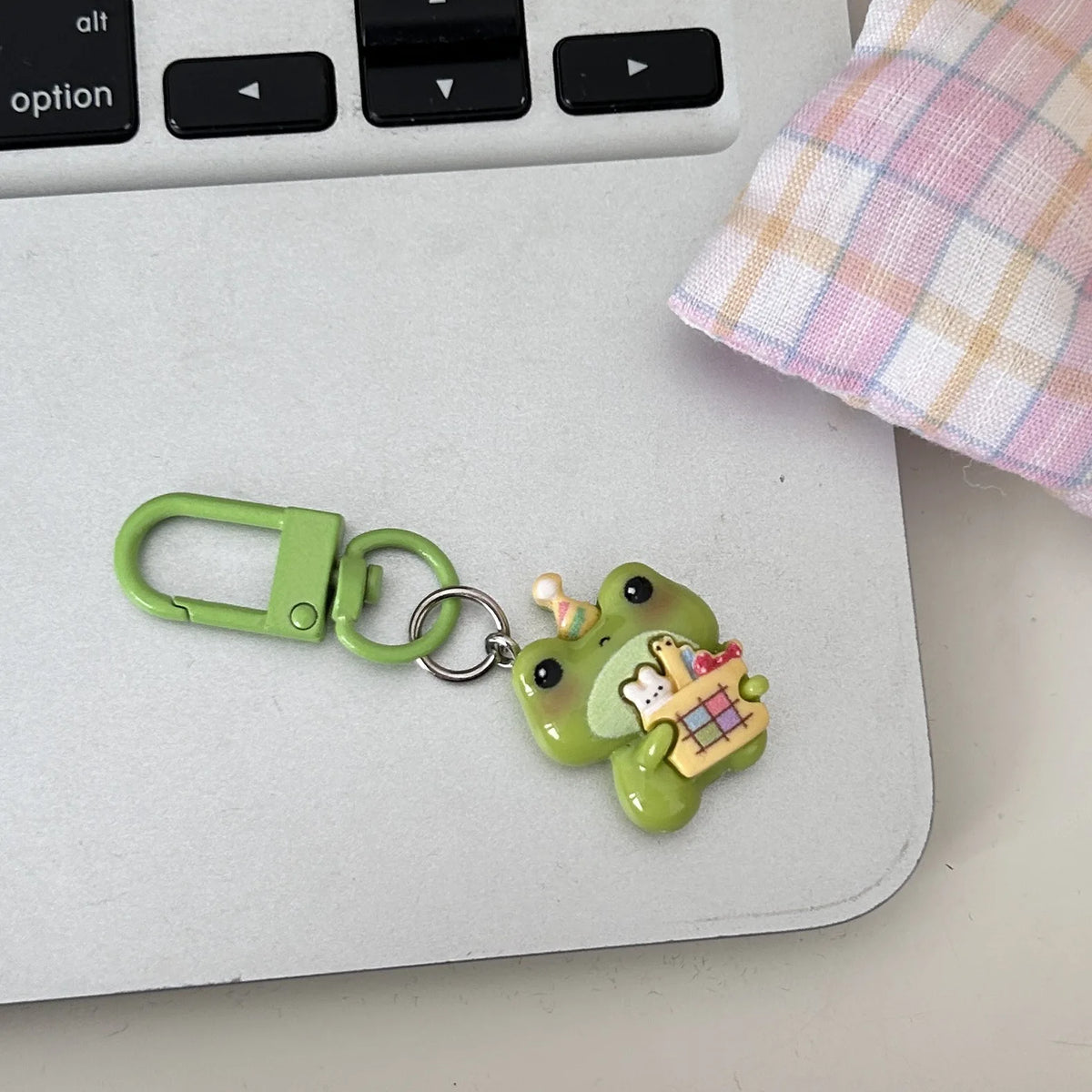 Cartoon Frog Keychain with Lobster Clasp