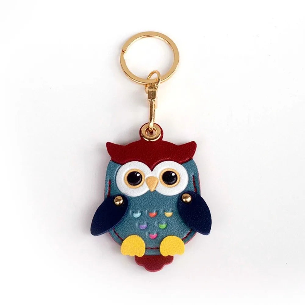 Cartoon Owl Charm Cartoon Owl Keychain Faux Leather High Quality Card Holder Keychain 2 in 1 Holder PU Leather