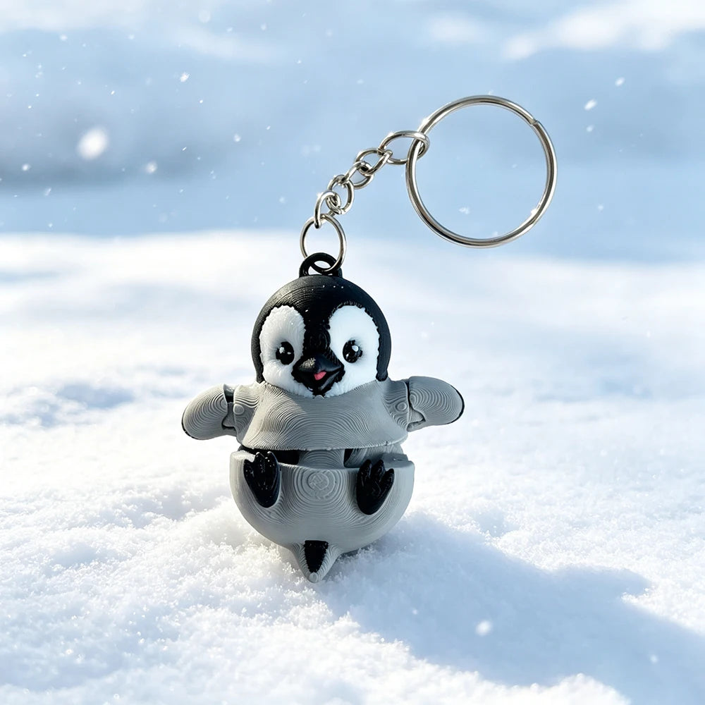 Articulated Penguin Keychain with Segmented Body