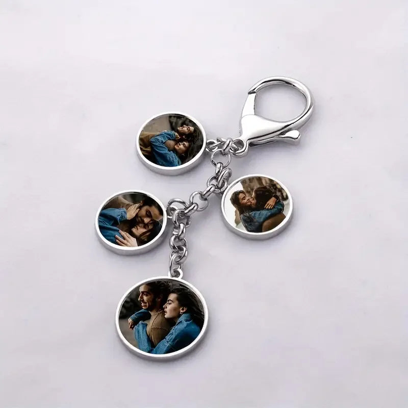 Custom Metal Keychain with 4 Photo Prints