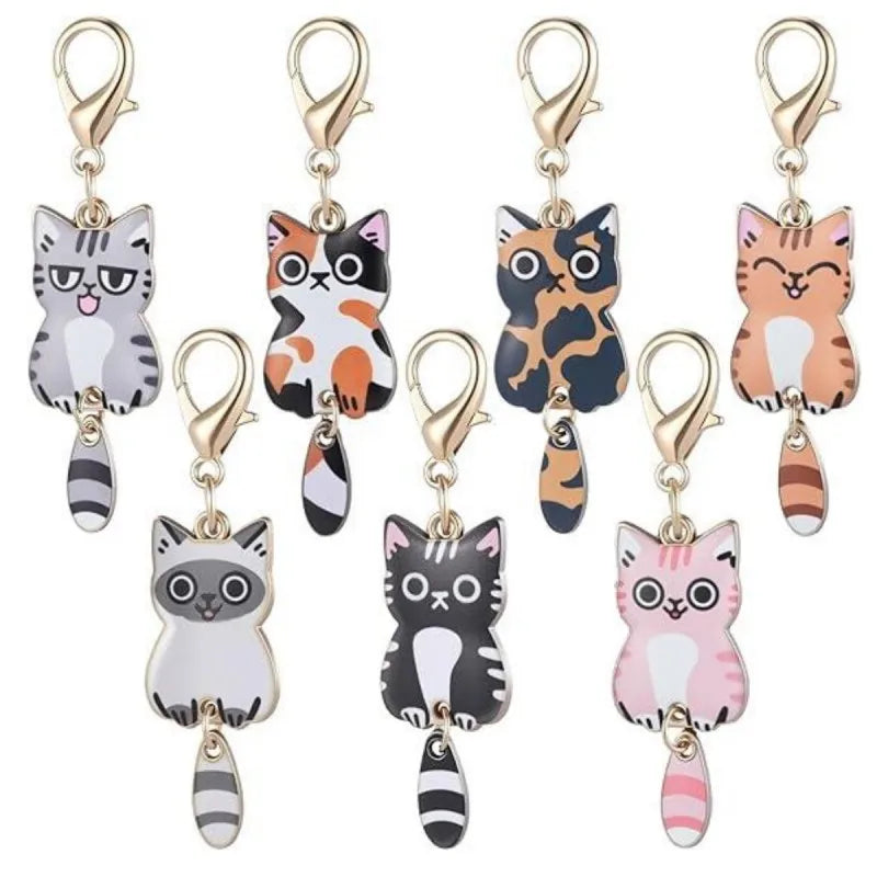 Cat Charm Keychain Set with Lobster Clasp