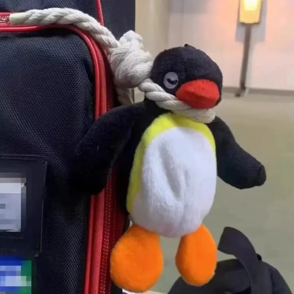 Penguin Plush Bag Charm with Twisted Rope Clip