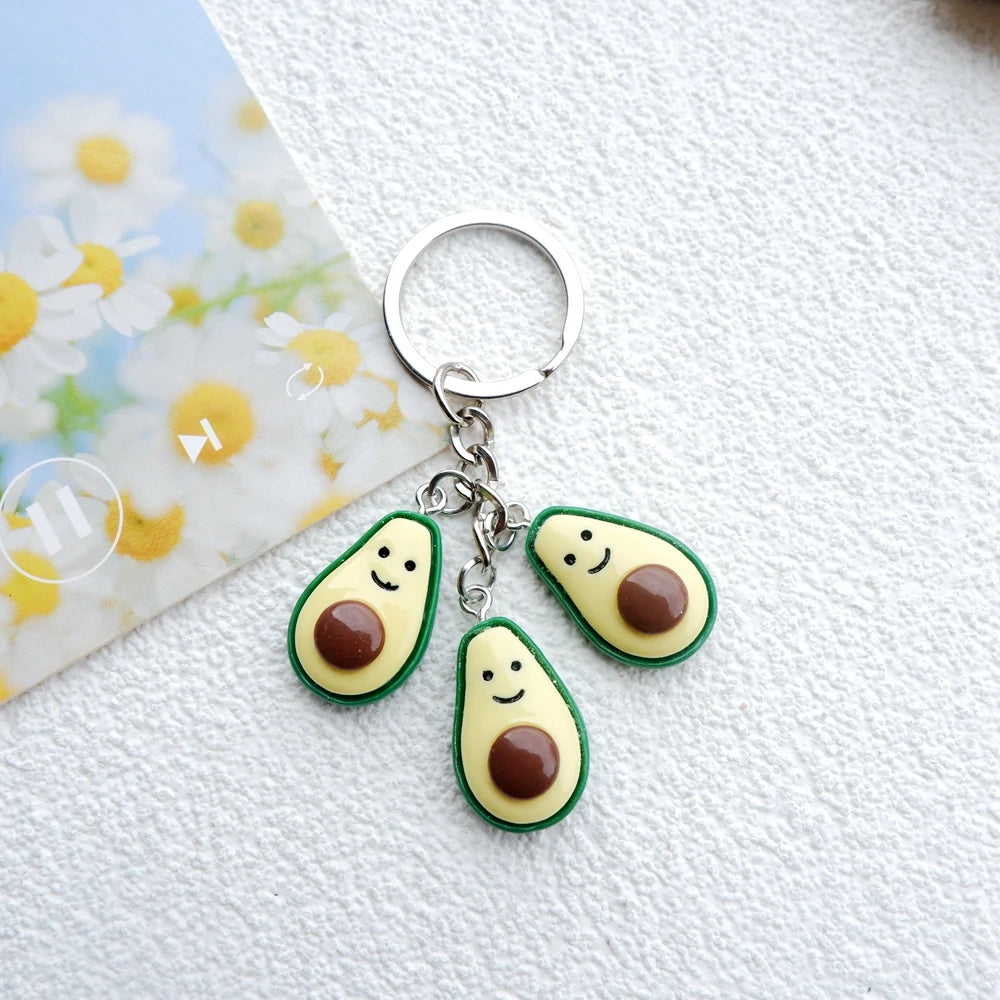 Avocado Charm Keychain with Carabiner Clip