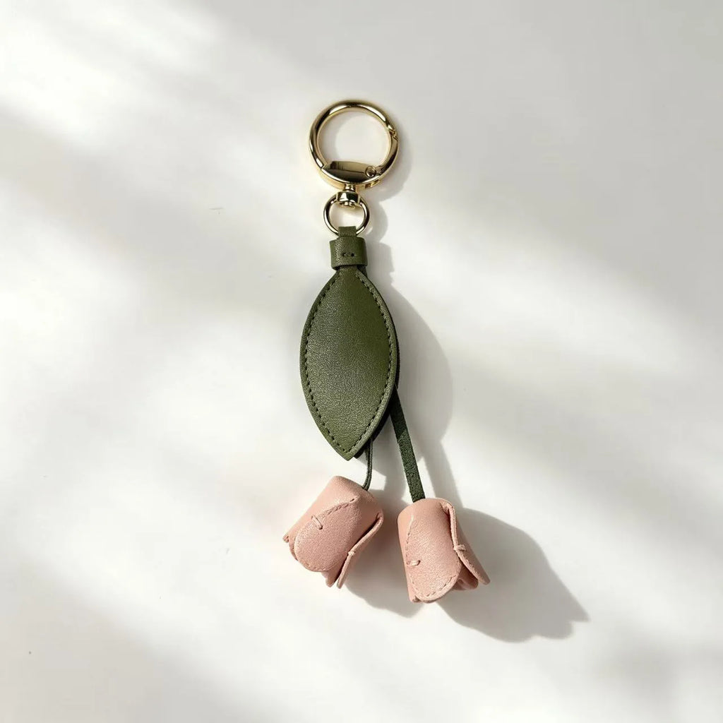 Tulip Bag Charm Keychain in Faux Leather