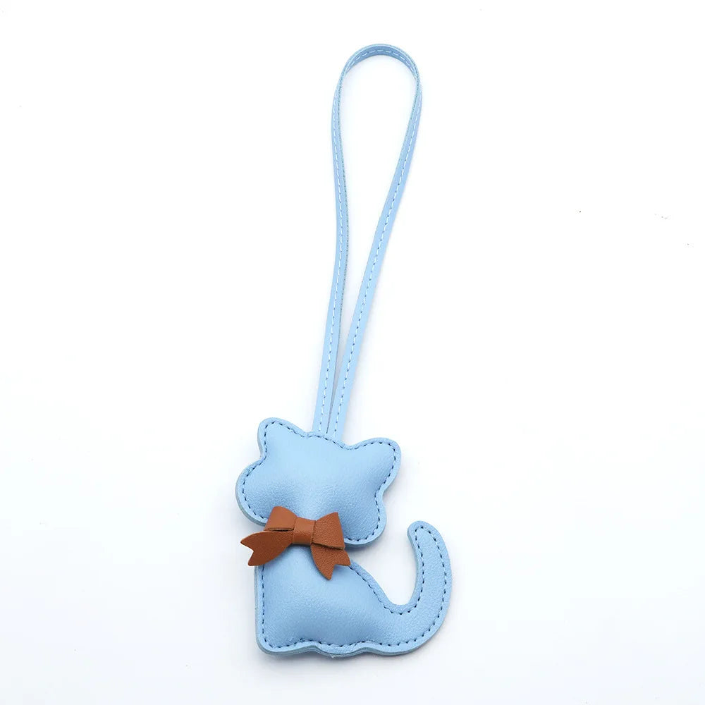 Cat-Shaped PU Leather Keychain