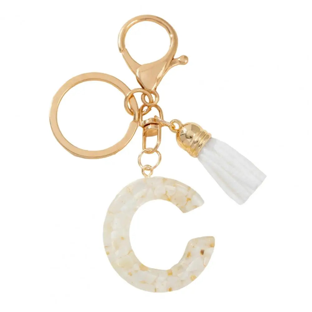 Resin Alphabet Letter Keychain with Tassel