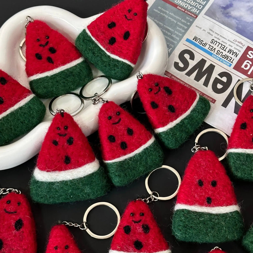 Handmade Wool Felt Watermelon Keychain