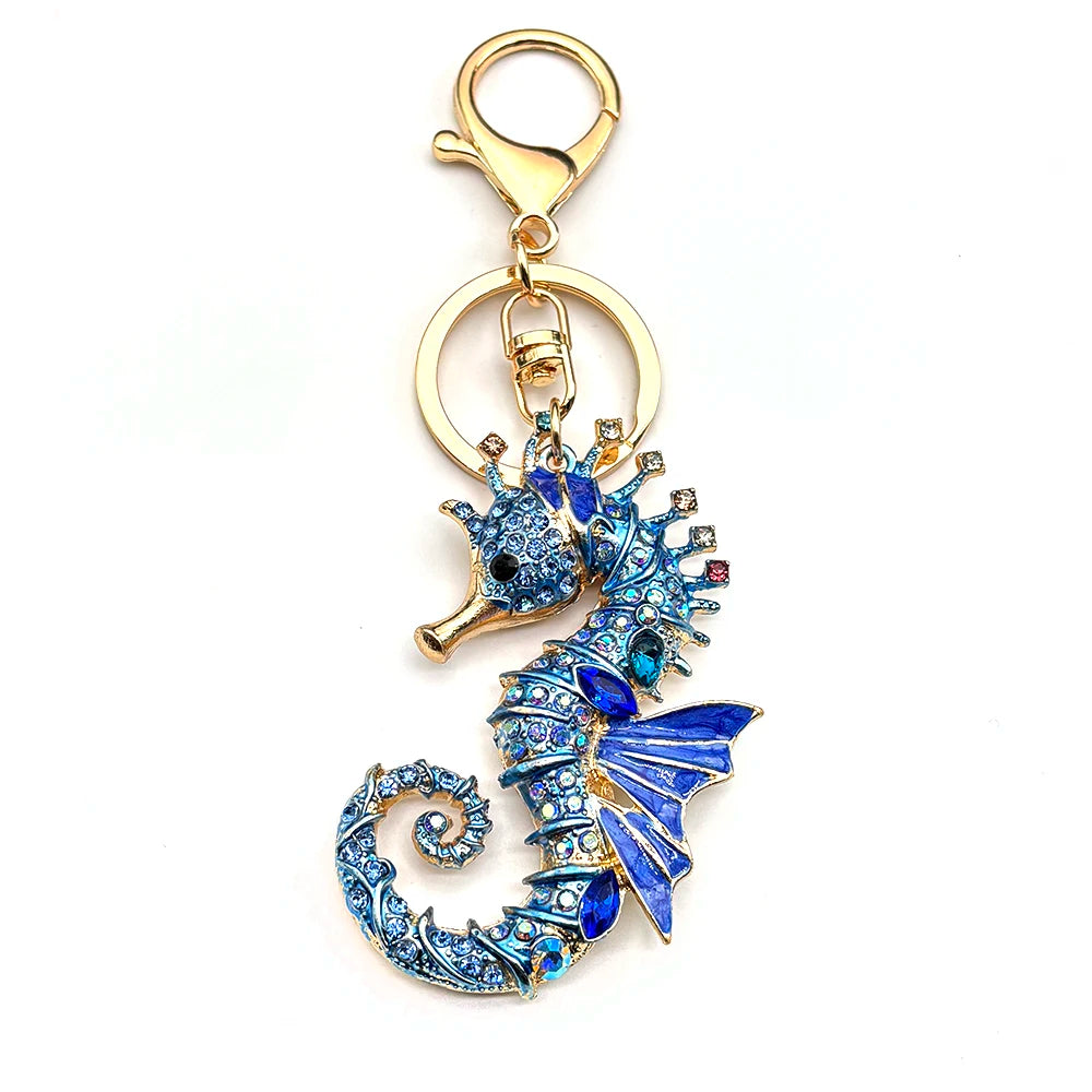 Rhinestone Seahorse Keychain