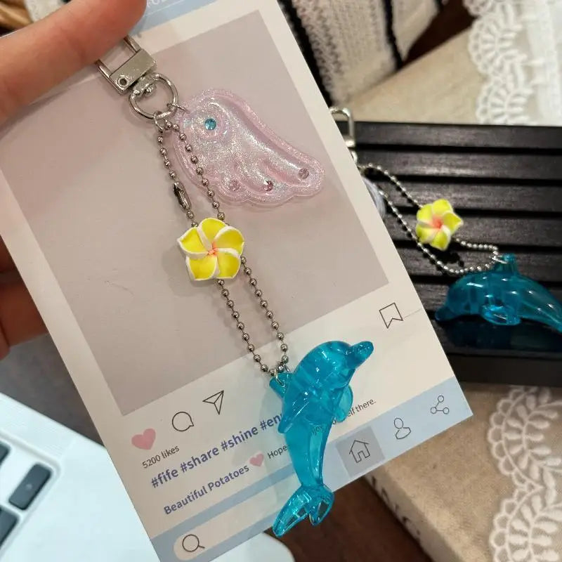 Y2K Dolphin Keychain Retro Alloy Adorable Creative Charm for Purse Backpack Holiday Party Small Gift Accessory