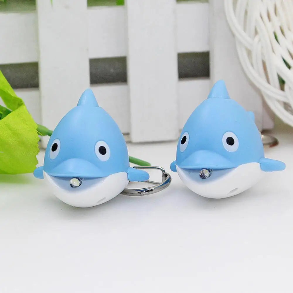 Cute Dolphin Keychain with LED Light & Sound, Cartoon Marine Animal Bag Charm