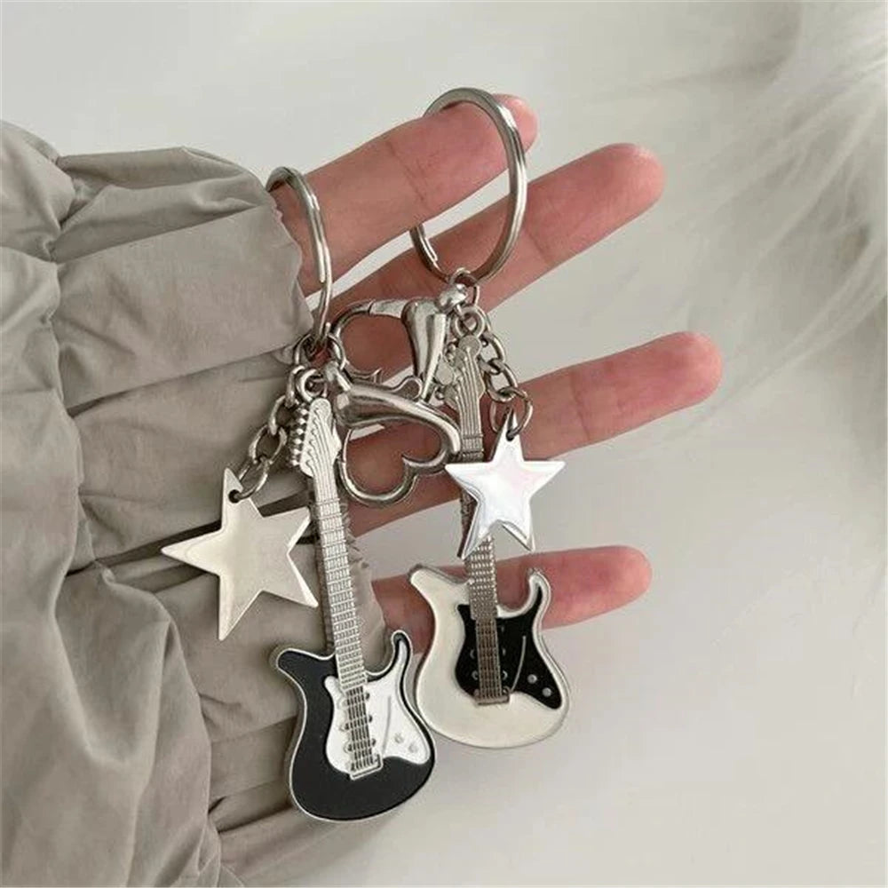 Zinc Alloy Guitar Keychain with Split Ring
