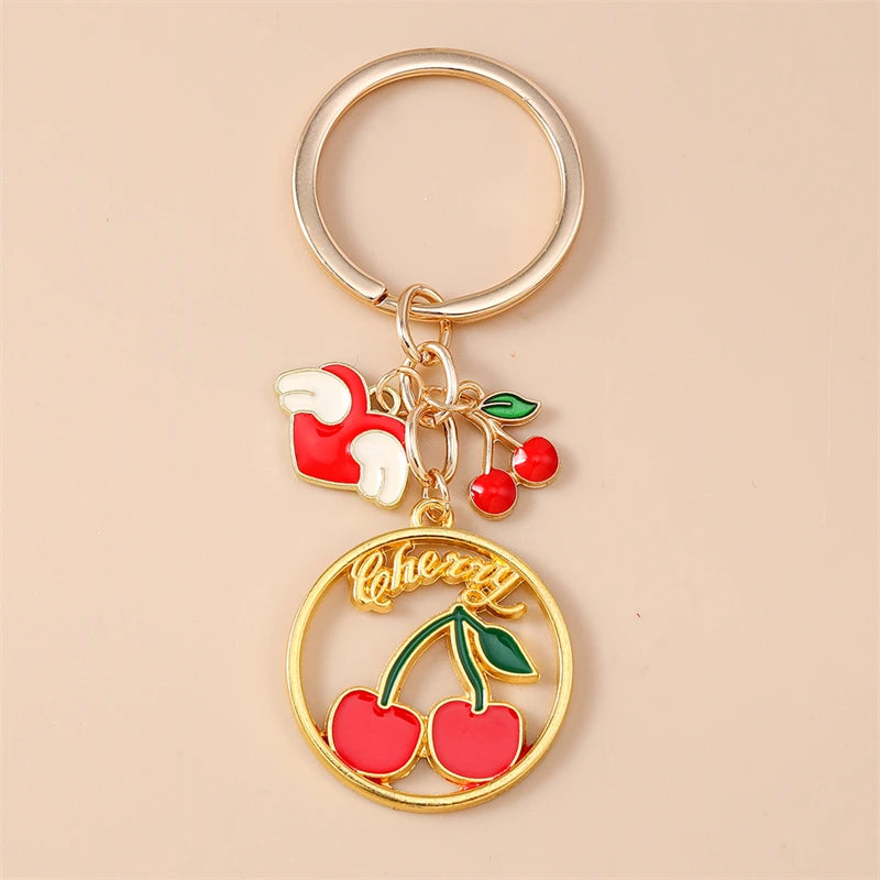 Fruit Enamel Keychain with Gold-Tone Ring