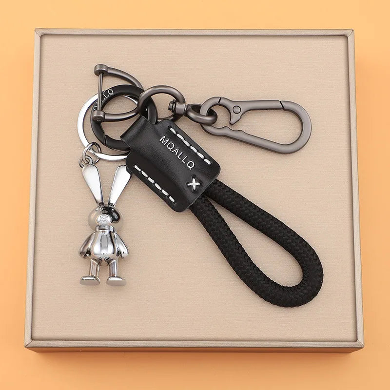 Braided Rope Keychain with Rabbit Charm