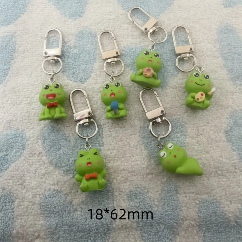 Frog Keychains with Carabiner Clasp, 6-Pack