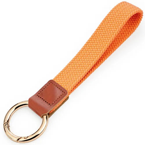 Braided Elastic Wristlet Keychain with Split Ring
