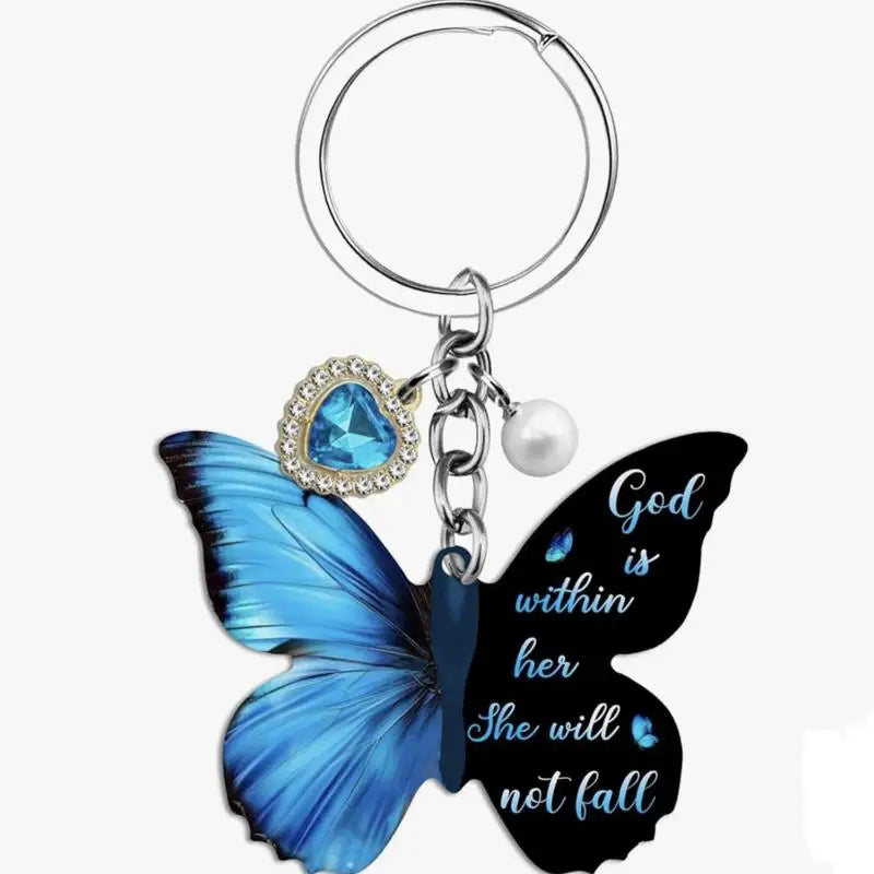 Butterfly Keychain with Inspirational Verse