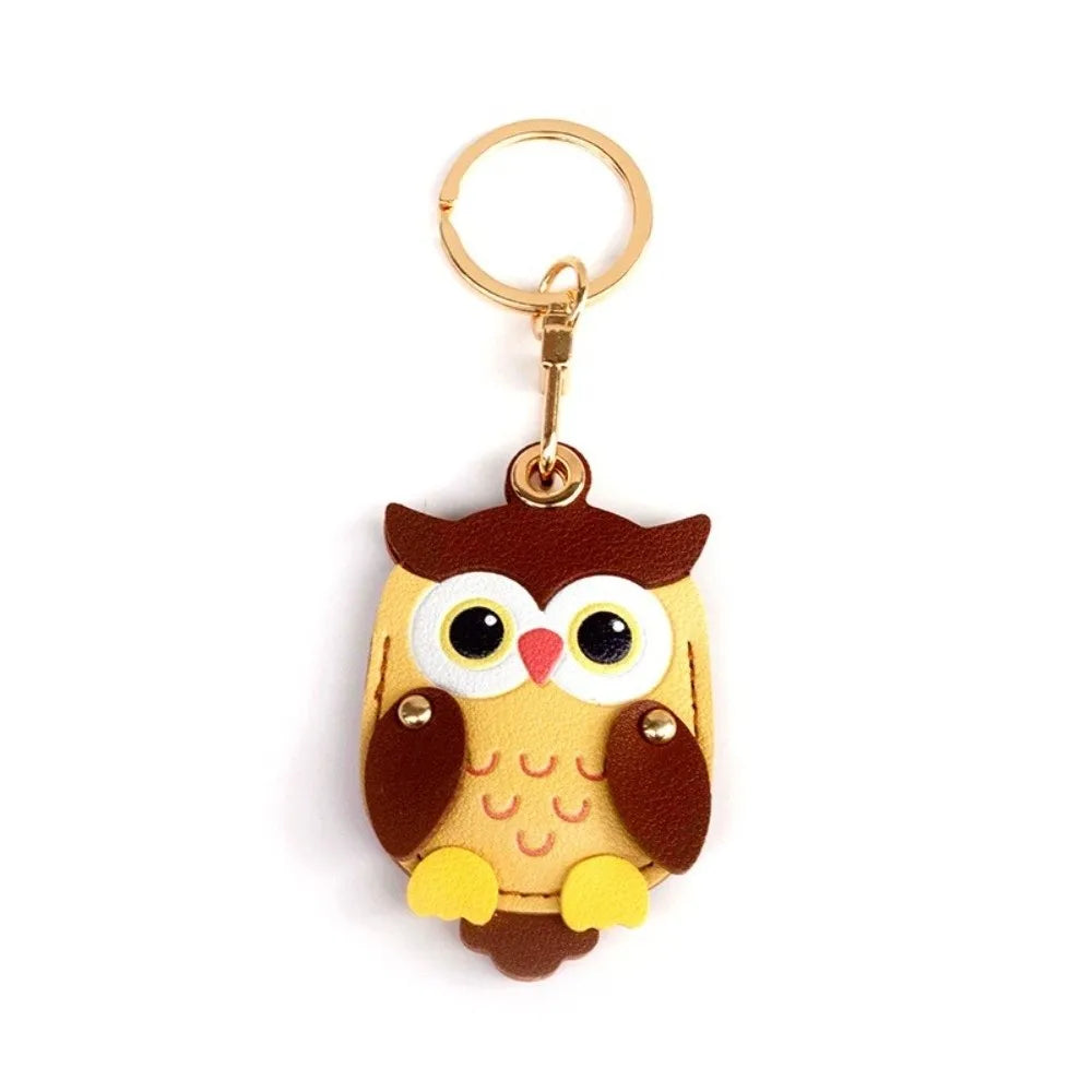 Cartoon Owl Charm Cartoon Owl Keychain PU Leather High Quality Card Holder Keychain Waterproof 2 in 1 Holder