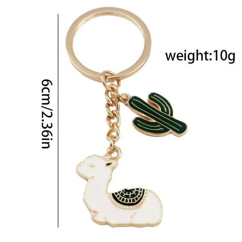 Alpaca and Cactus Charm Keychain