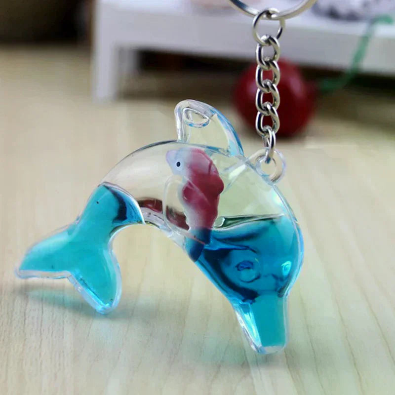 Floating Dolphin Keychain For Car Keys Ring Cute Whale Ocean Pendant Accessories Women Bag Charms Pendant Gift