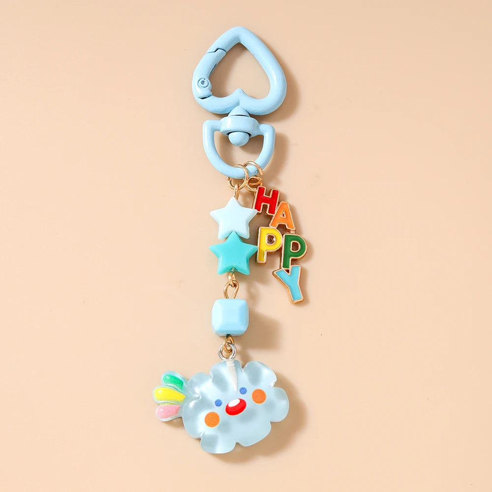 Cloud Face Keychain with O-Buckle Clasp