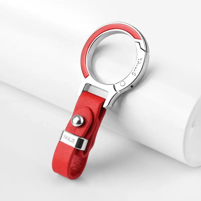 Button-Switch Keychain in Leather and Zinc Alloy