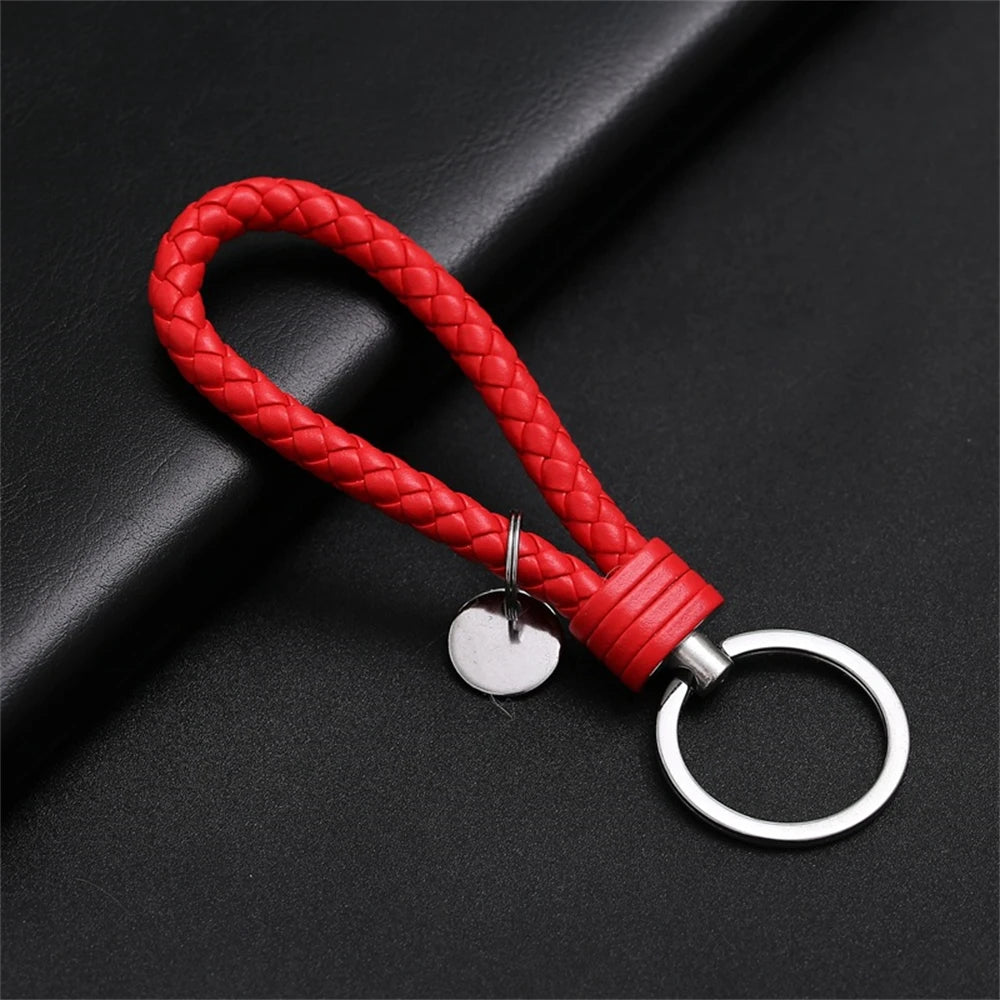 Braided PU Leather Keychain with O-Ring Buckle