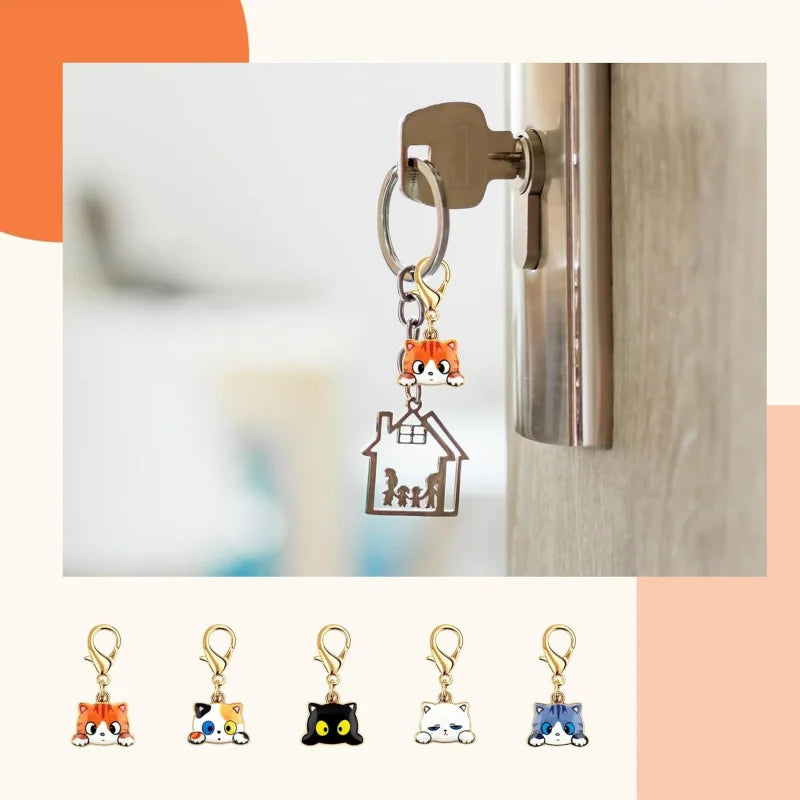 Cat Emotional Support Keychains with Cards, 5-Pack