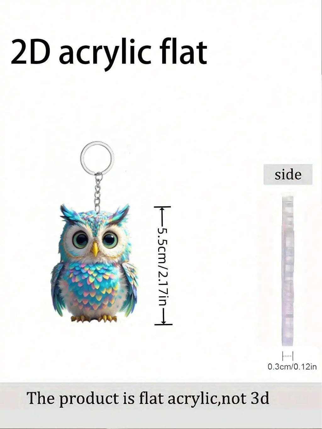 Owl Charm Keychain with O-Buckle Clasp