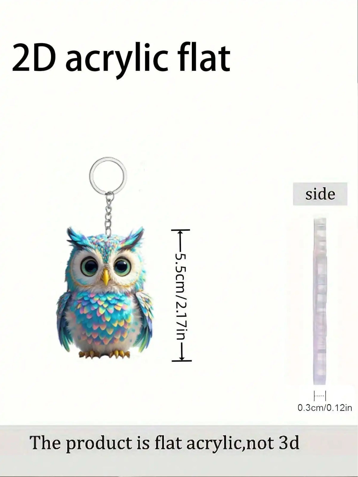 Owl Charm Keychain with O-Buckle Clasp