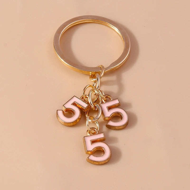 Cute Enamel Number 5 Keychain for Car Key Souvenir Gifts for Women Men Handbag Pendants Keyrings DIY Jewelry Accessories