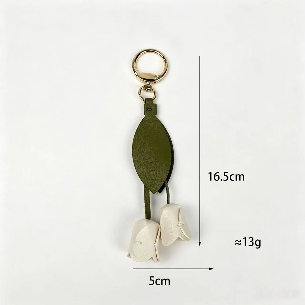 Tulip Bag Charm Keychain in Faux Leather