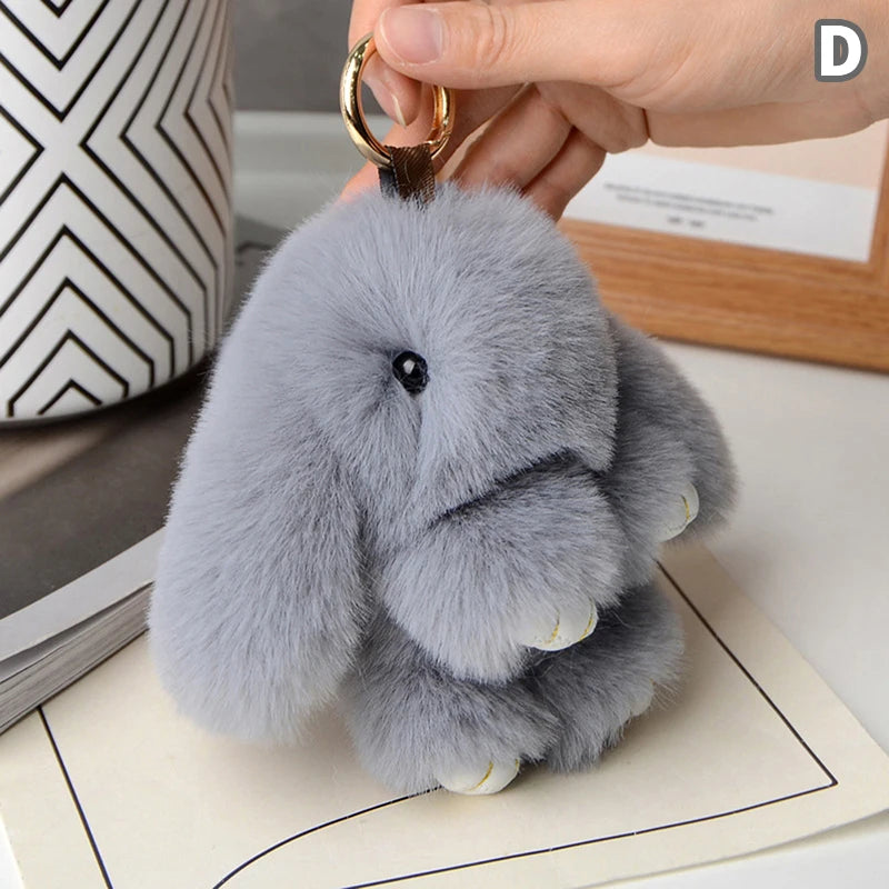 Plush Bunny Bag Charm with Gold-Tone Spring Ring