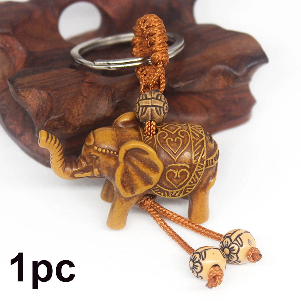 Elephant Charm Keychain with Gold-Tone Clasp