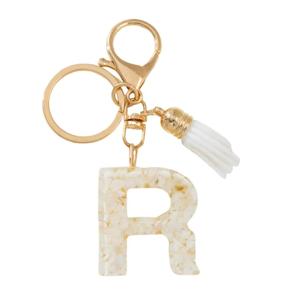 Resin Alphabet Letter Keychain with Tassel
