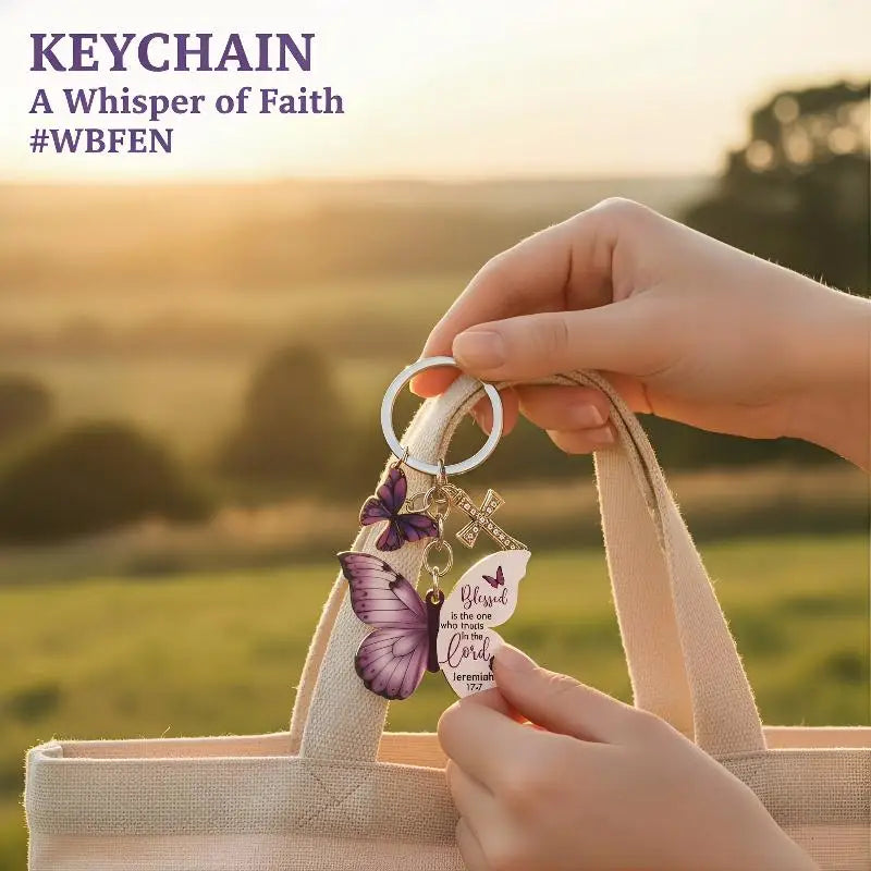 Butterfly Keychain with Inspirational Verse