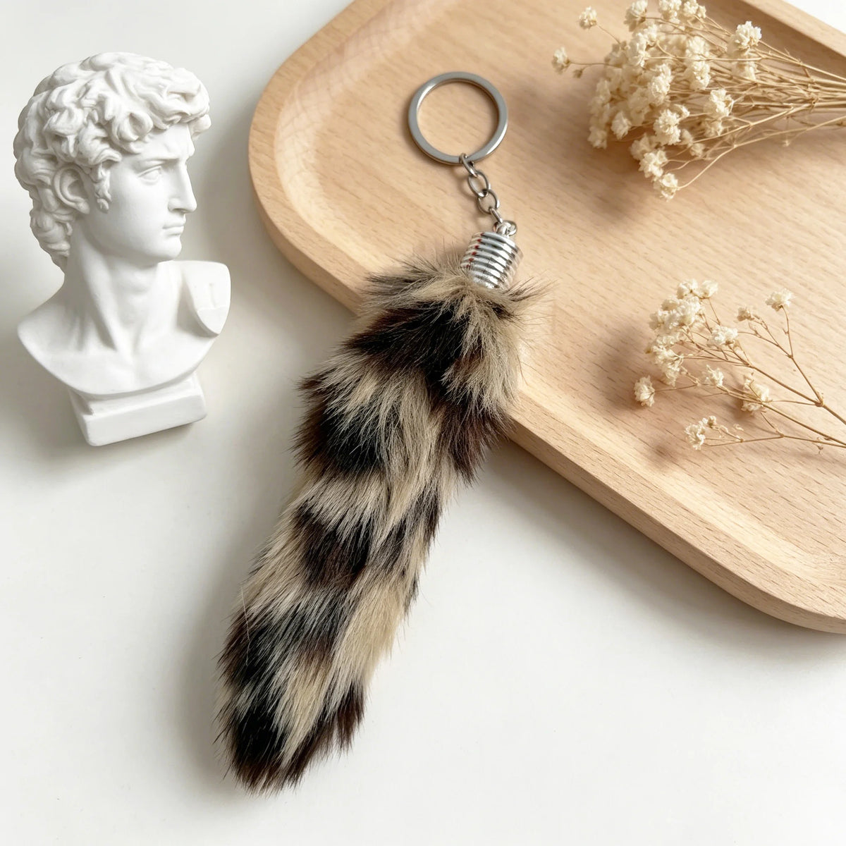 Fox Tail Keychain Irregular Car Keychain Bag Pendant Tail Animal Style Leopard Colored Keychain Cute Plush Keychain For Women