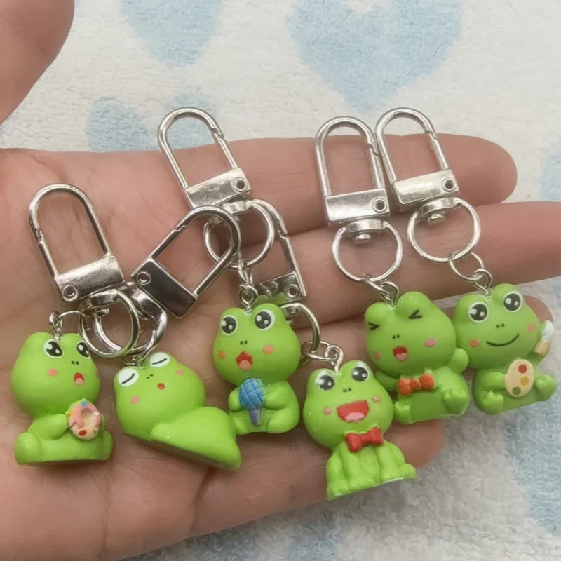 Frog Keychains with Carabiner Clasp, 6-Pack